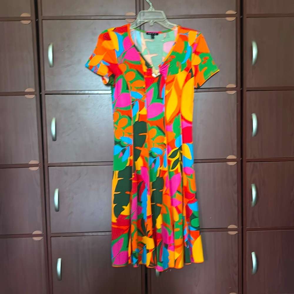 Sami & Jo Tropical Multicolor Pullover Short Sleeve Floral Dress S